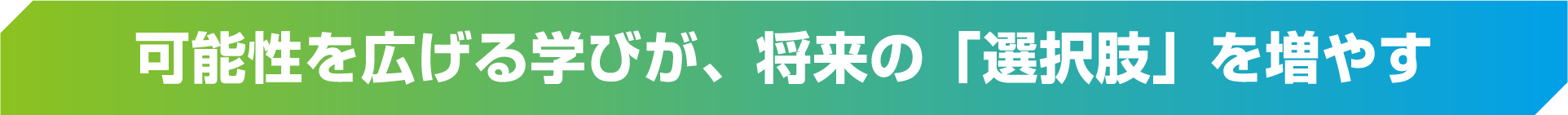 可能性を広げる学びが、将来の「選択肢」を増やす
